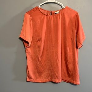 Salmon pink satin blouse